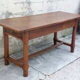 Rustic burgundy farm table 19th -1m80