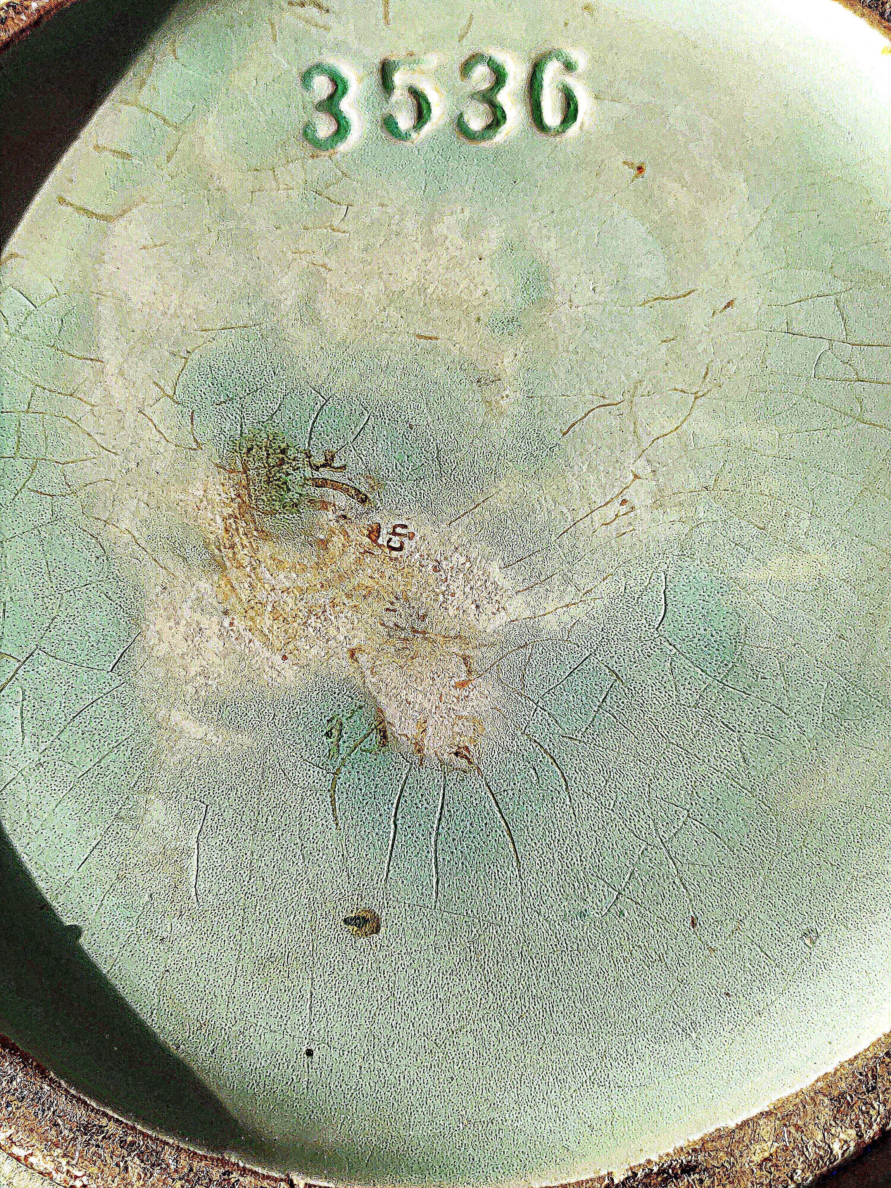 Enamelled earthenware vase with striated pattern