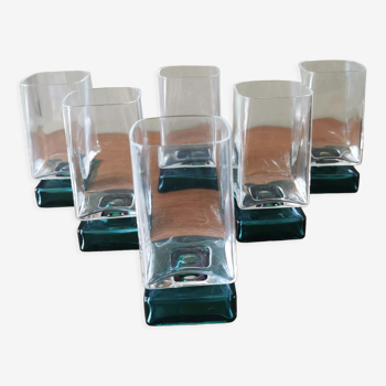 Suite of 6 square glasses blown feet