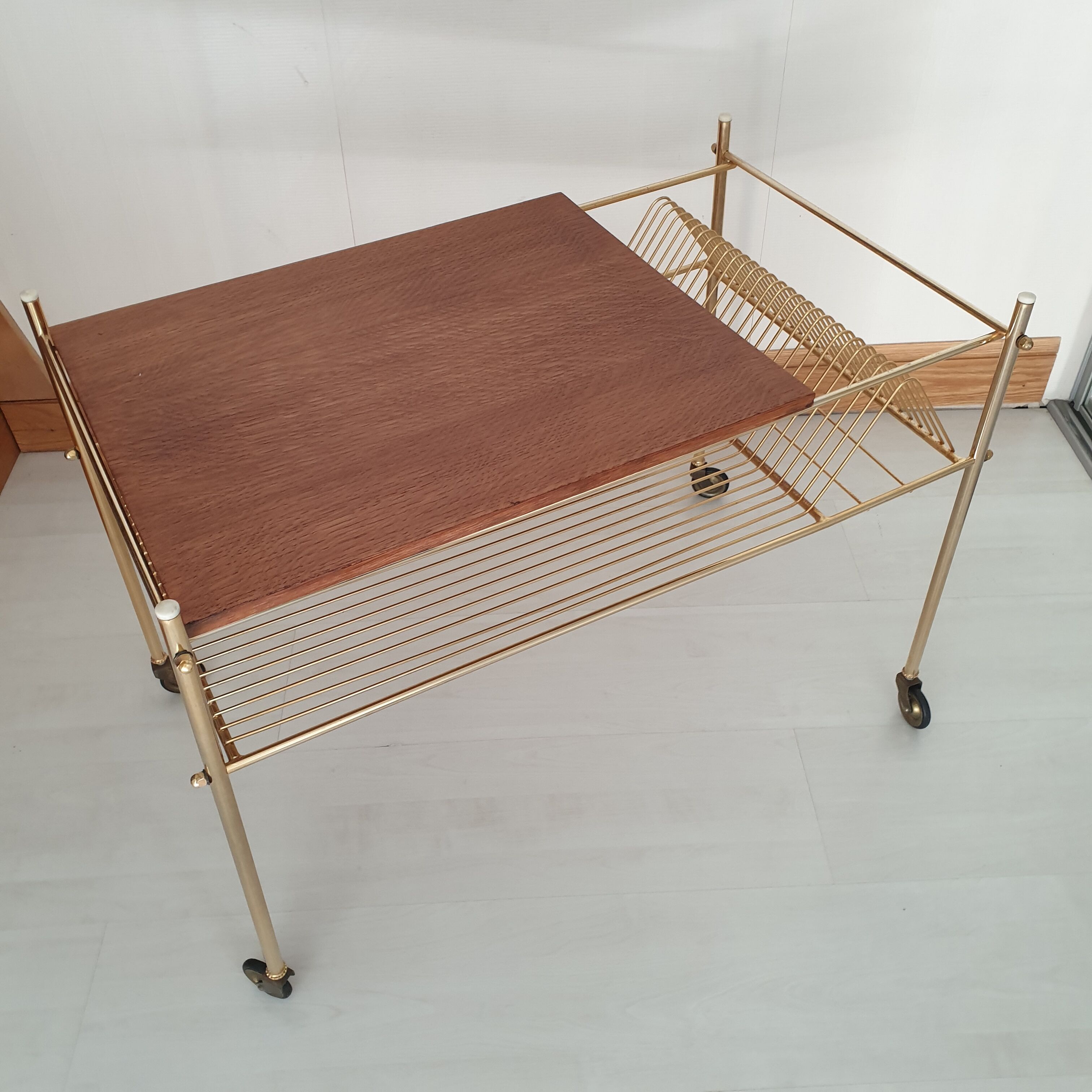 Desserte vintage vinyles laiton