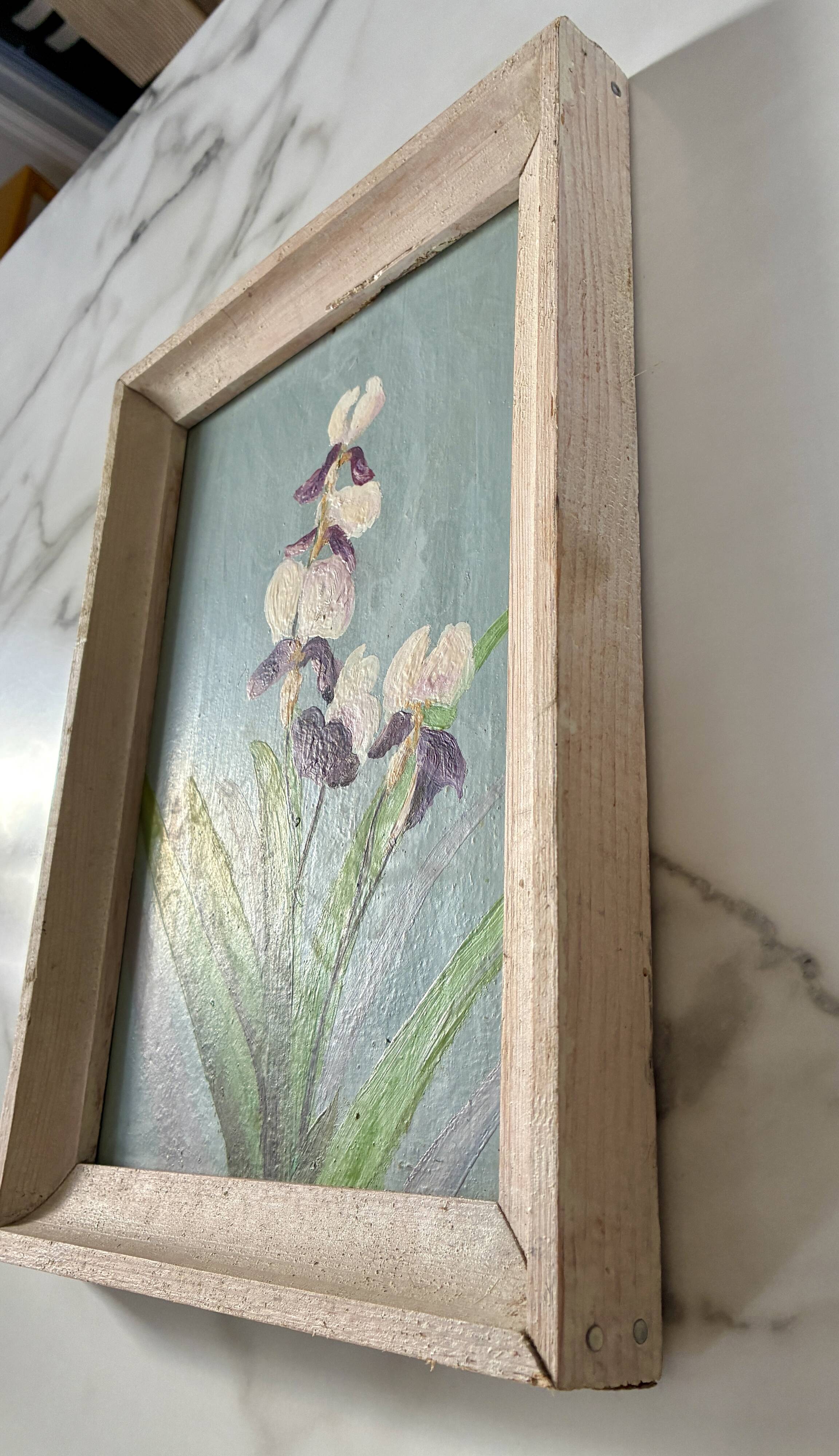Tableau huile sur contreplaqué "Iris"
