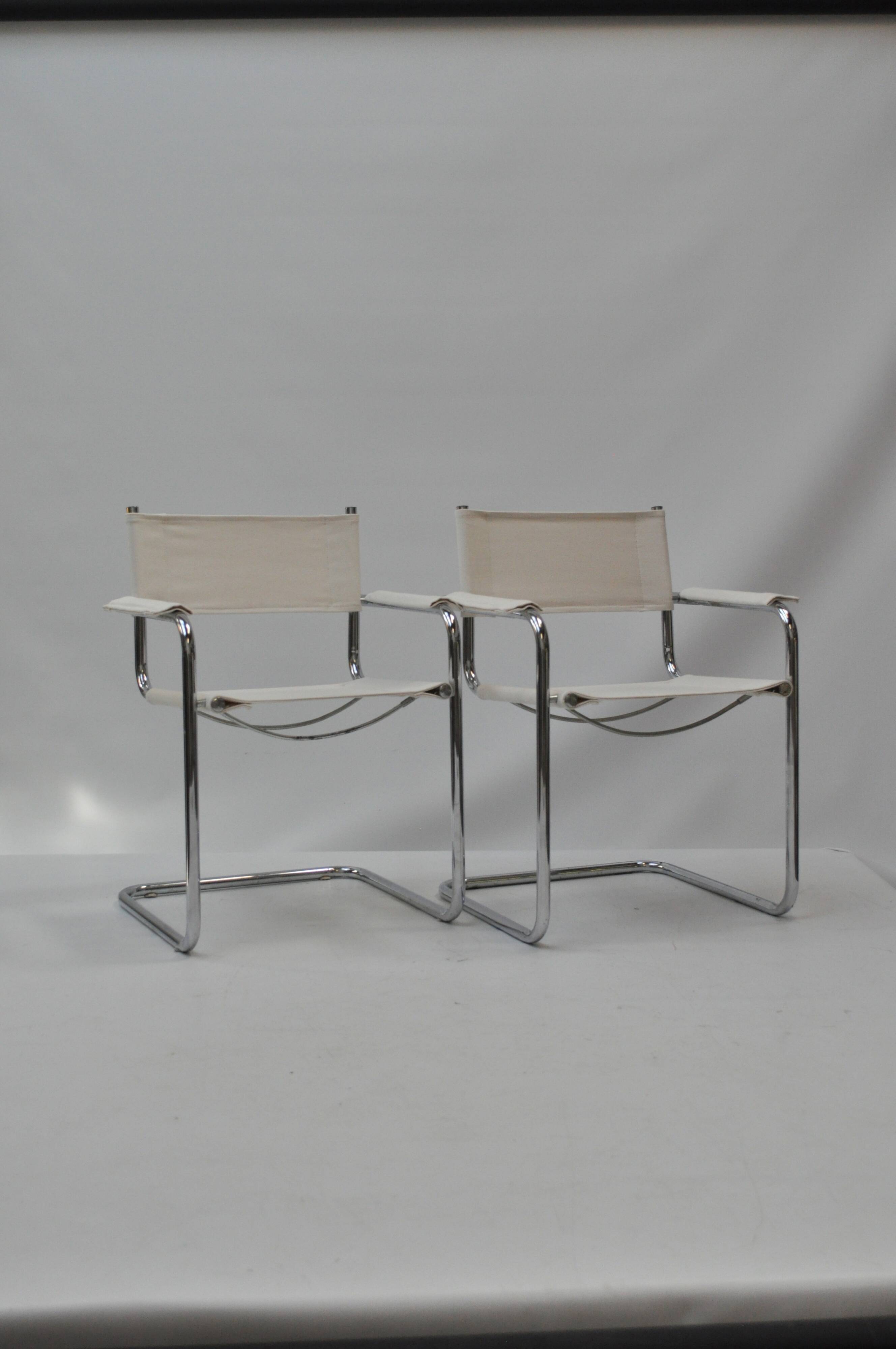 Set of 4 Chrome Sled-Base Chairs, Reupholstered in Italian Chioccarello Lin