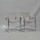 Set of 4 Chrome Sled-Base Chairs, Reupholstered in Italian Chioccarello Lin