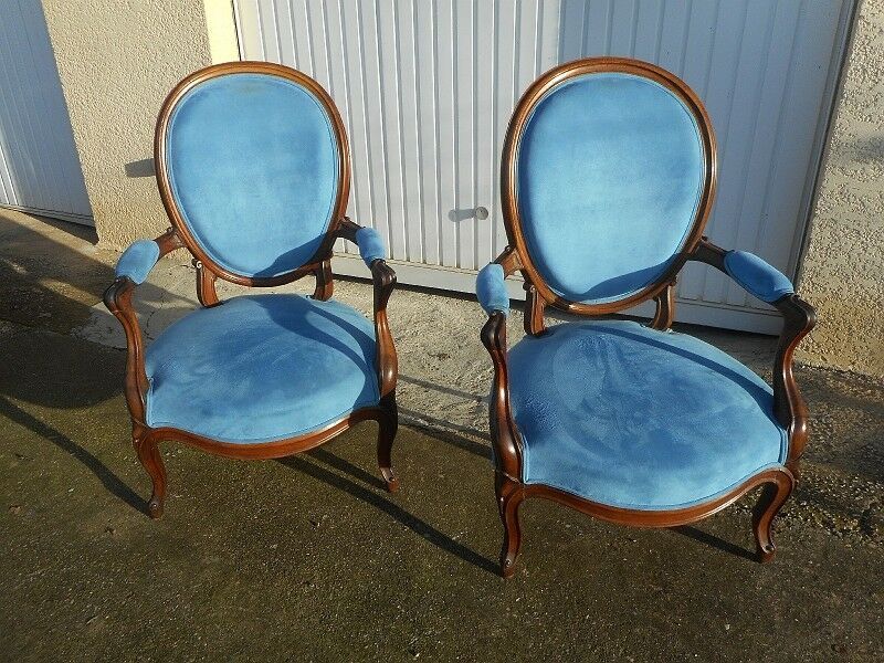 Pair of napoleon iii mahogany armchairs no. 2