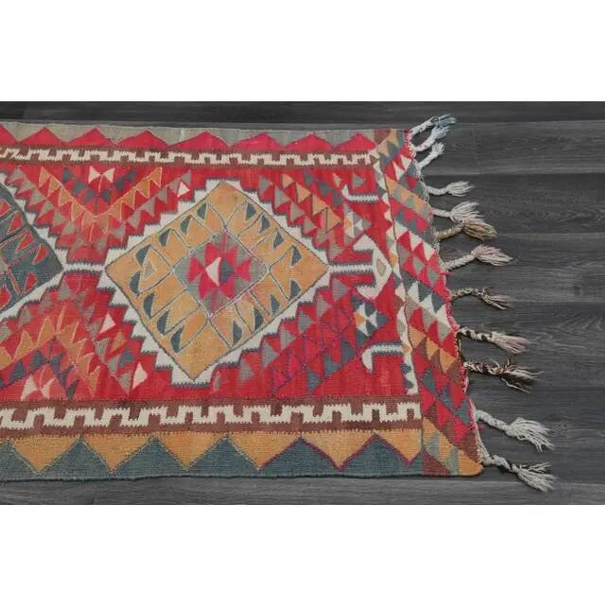 1970s Vintage Turkish Oushak Handmade Wool Cotton Pink Runner Rug 100x322