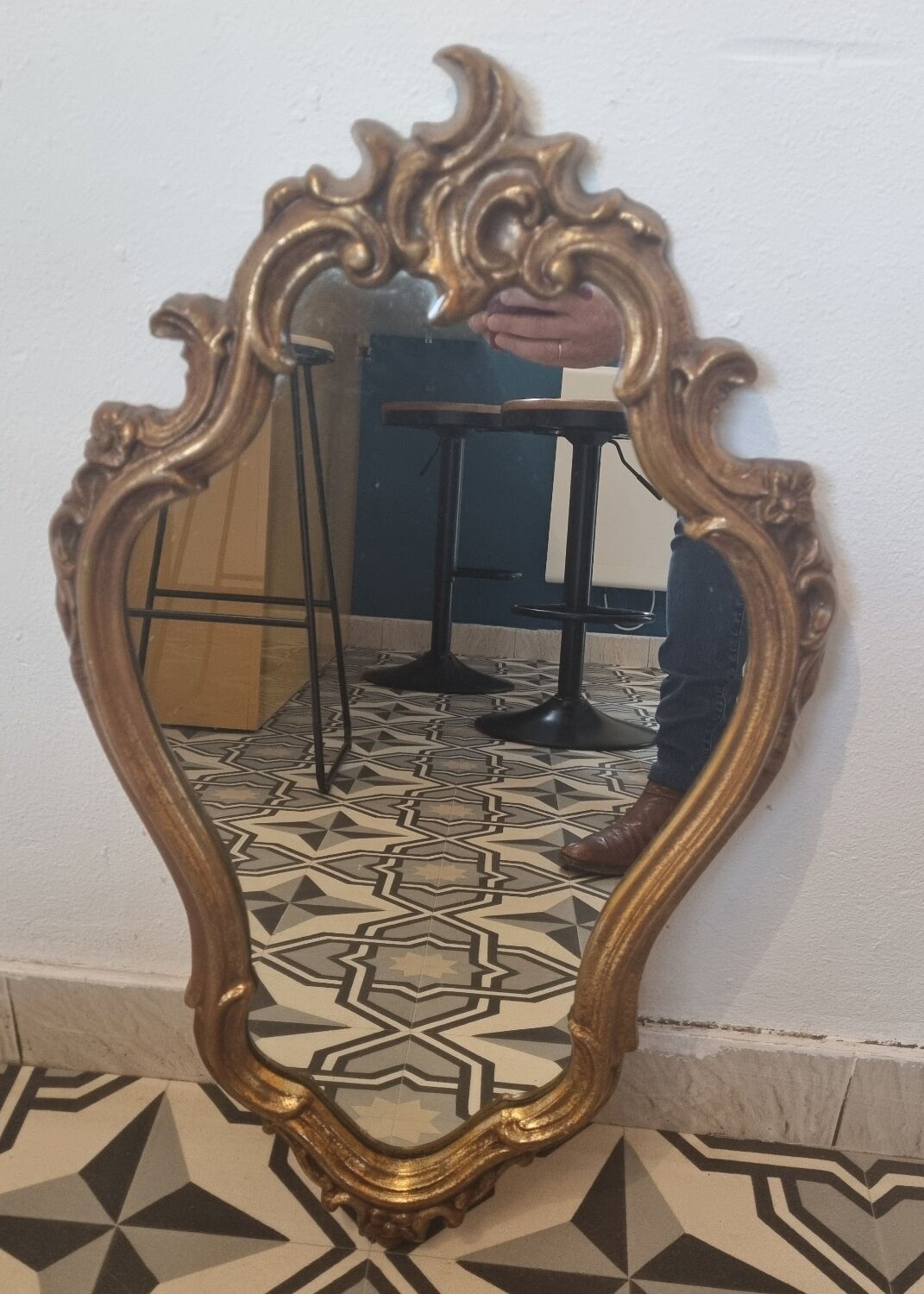 Louis XV style baroque gilded wood mirror (72x41 cm)