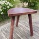 ancien tabouret de berger bois  tripode demi-lune