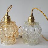 Duo of molded glass pendant lights
