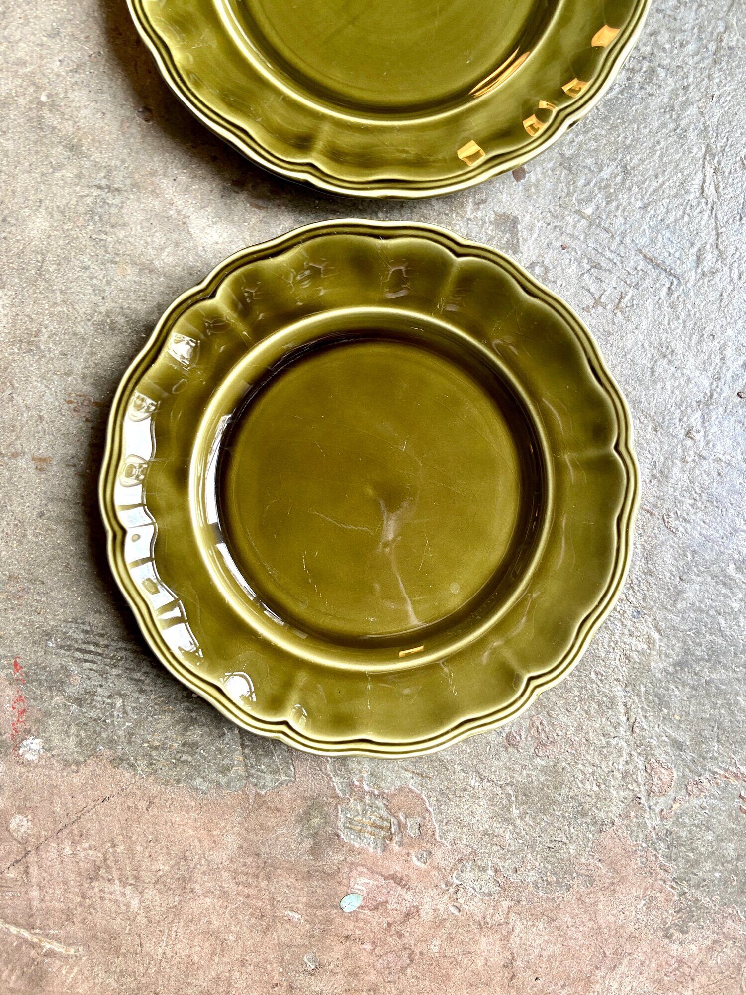 Pair of Luneville glazed earthenware dinner plates Elysée model