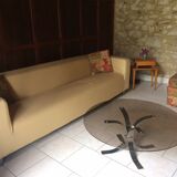 Table basse vintage en verre et chrome, circa 70's