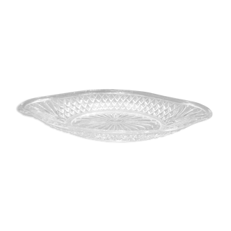 Vintage oval aperitif dish in chiseled glass