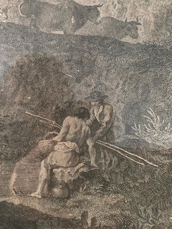 Francesco Zuccarelli, scène de pêche, gravure, XVIIIème siècle
