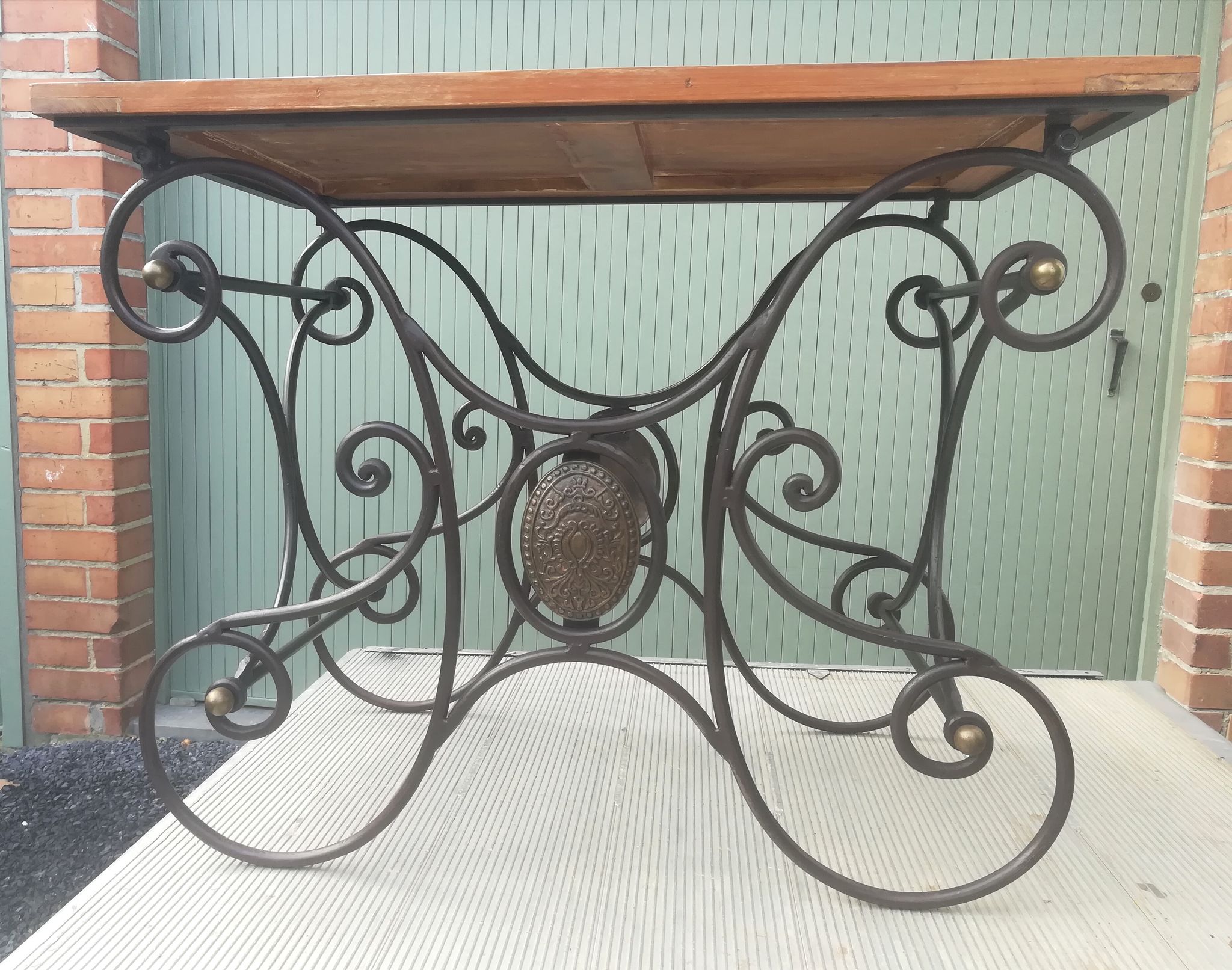Wrought iron and bronze butcher's table