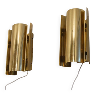 Pair of Scandinavian brass wall lights by Falkenberg
