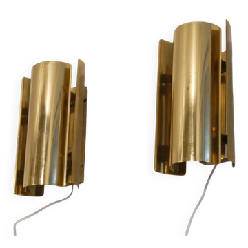 Pair of Scandinavian brass wall lights by Falkenberg