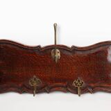 Art Nouveau style coat rack in oak with brass hooks, France ca. 1915