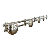 Chrome metal wall coat rack with 5 hooks, vintage, 1980s.