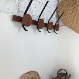 Teak and metal hooks