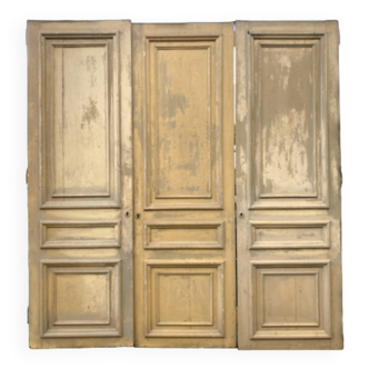 Suite de trois portes simple face en sapin massif XIX siècle