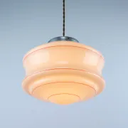 Vintage Art Deco Hanging Lamp, 1960s Pink Ceiling Light