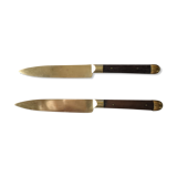 Pair of brass and wood knives
