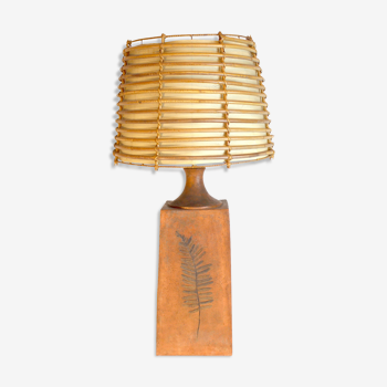 Lamp in ceramics and bamboo of Raymonde Leduc Vallauris