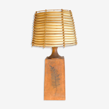 Lampe en céramique et bambou de Raymonde Leduc Vallauris
