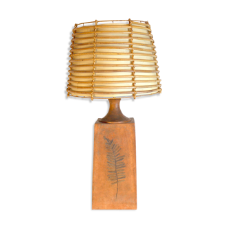 Lampe en céramique et bambou de Raymonde Leduc Vallauris