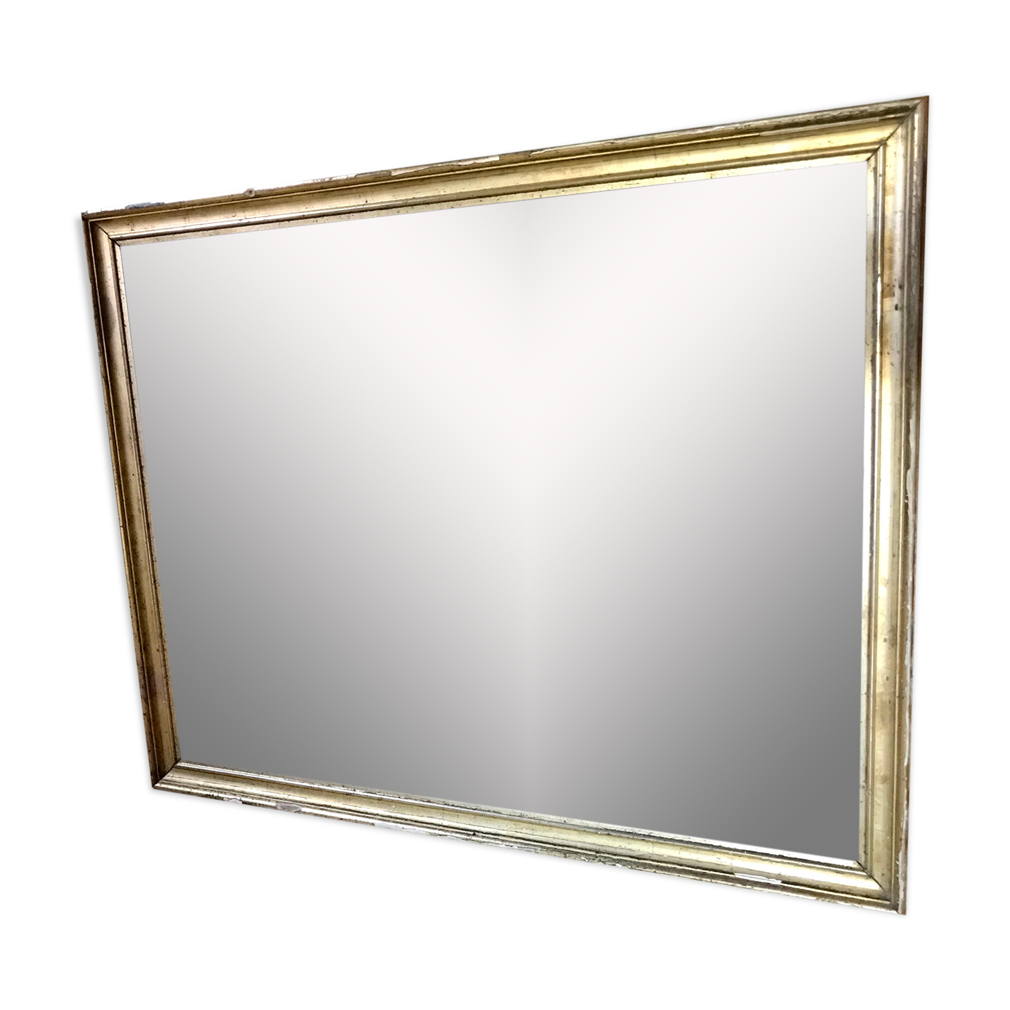 Mirror with golden mercury parquet signed david frame wood and stuck