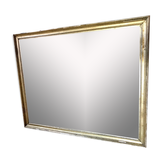 Mirror with golden mercury parquet signed david frame wood and stuck