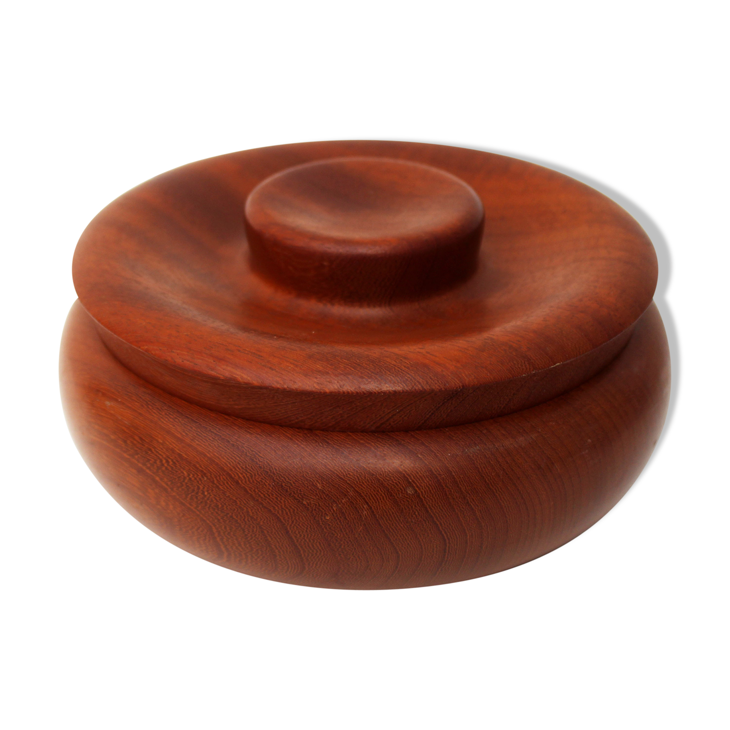 Vintage turned wood bowl with lid, trinket box with lid, Handmade