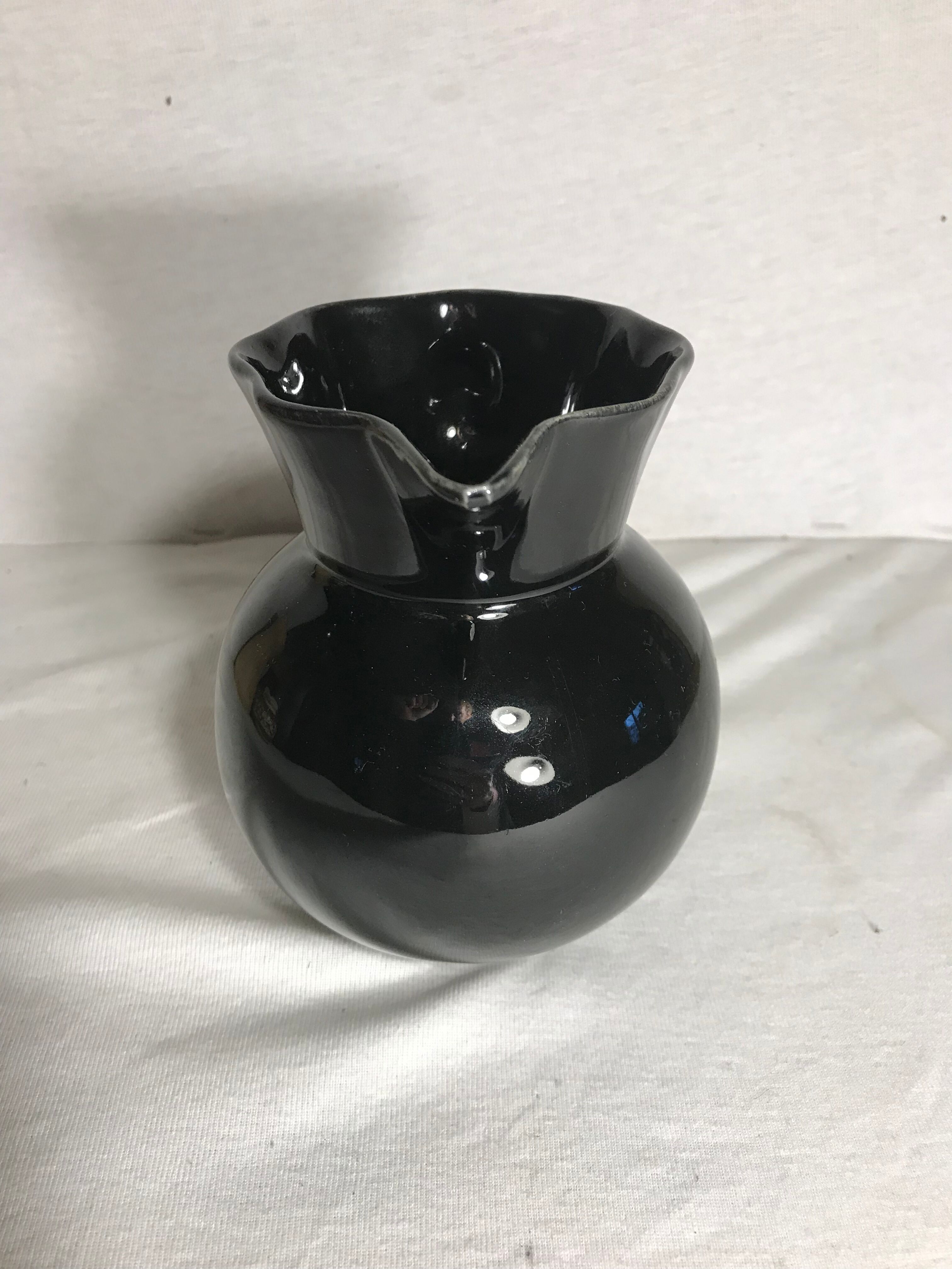 Former enamelled ceramic black pitcher 70s