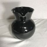 Ancien pichet en céramique émaillée noire, années 70