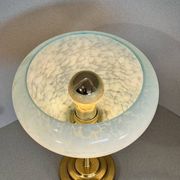 Vintage table lamp in blue Clichy glass & patinated brass