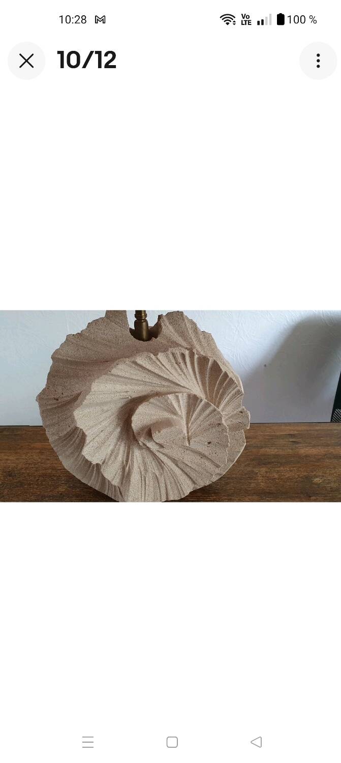 Large 1980s natural stone sculpture lamp.