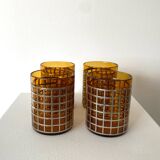 Set of 4 vintage smoked glasses