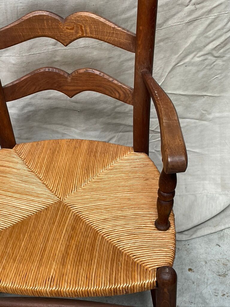 Pair of straw armchairs