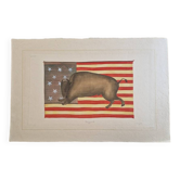 La Roche Laffitte (Born in 1943) - Watercolour drawing on silk - Buffalo