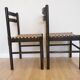 Set of 2 Vintage Wooden Dining Chairs: Brown & White Polka Dot Fabric 80s