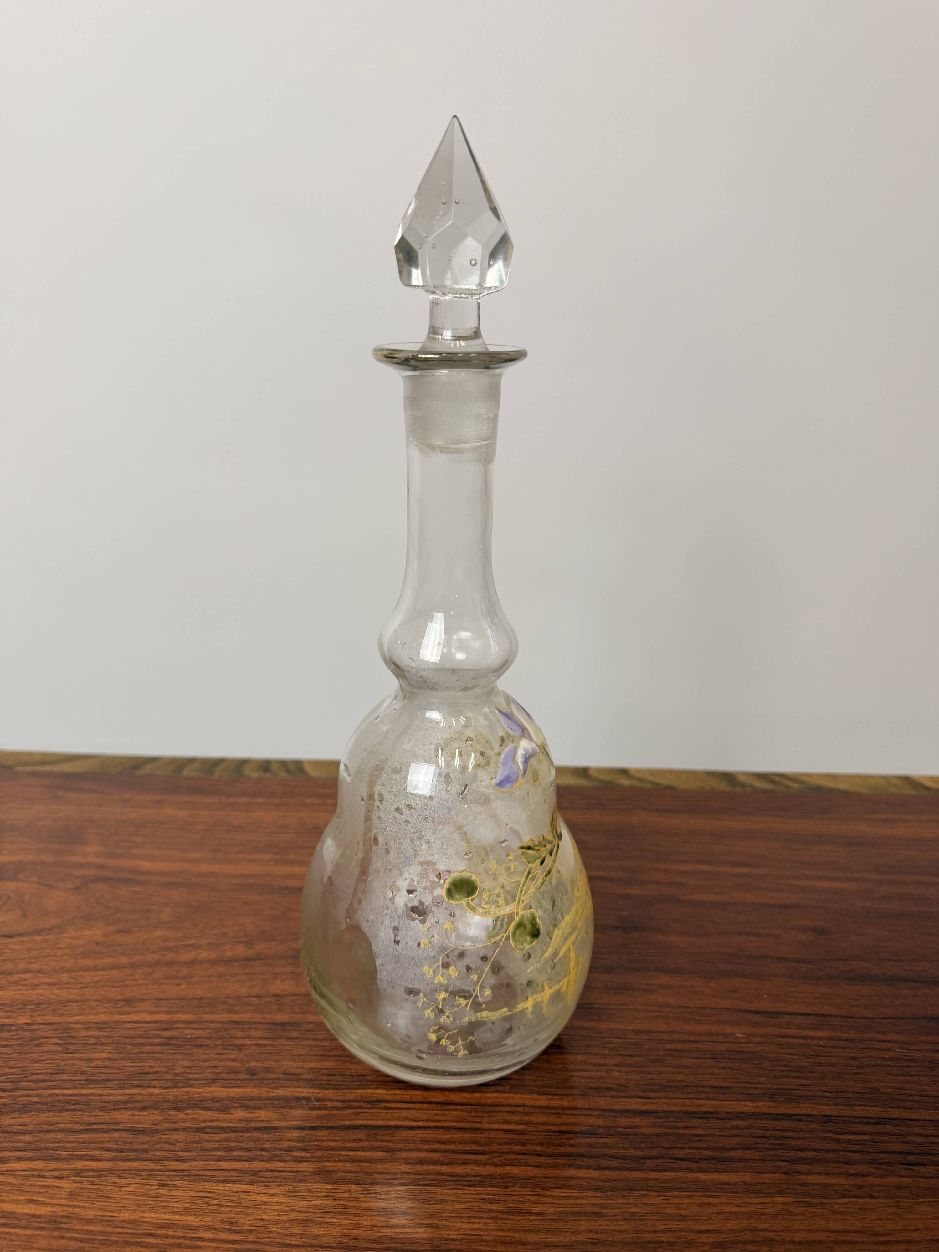Carafe ancienne Legras – Verre émaillé – Art Nouveau
