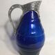 Pichet aiguière verre moulé bleu