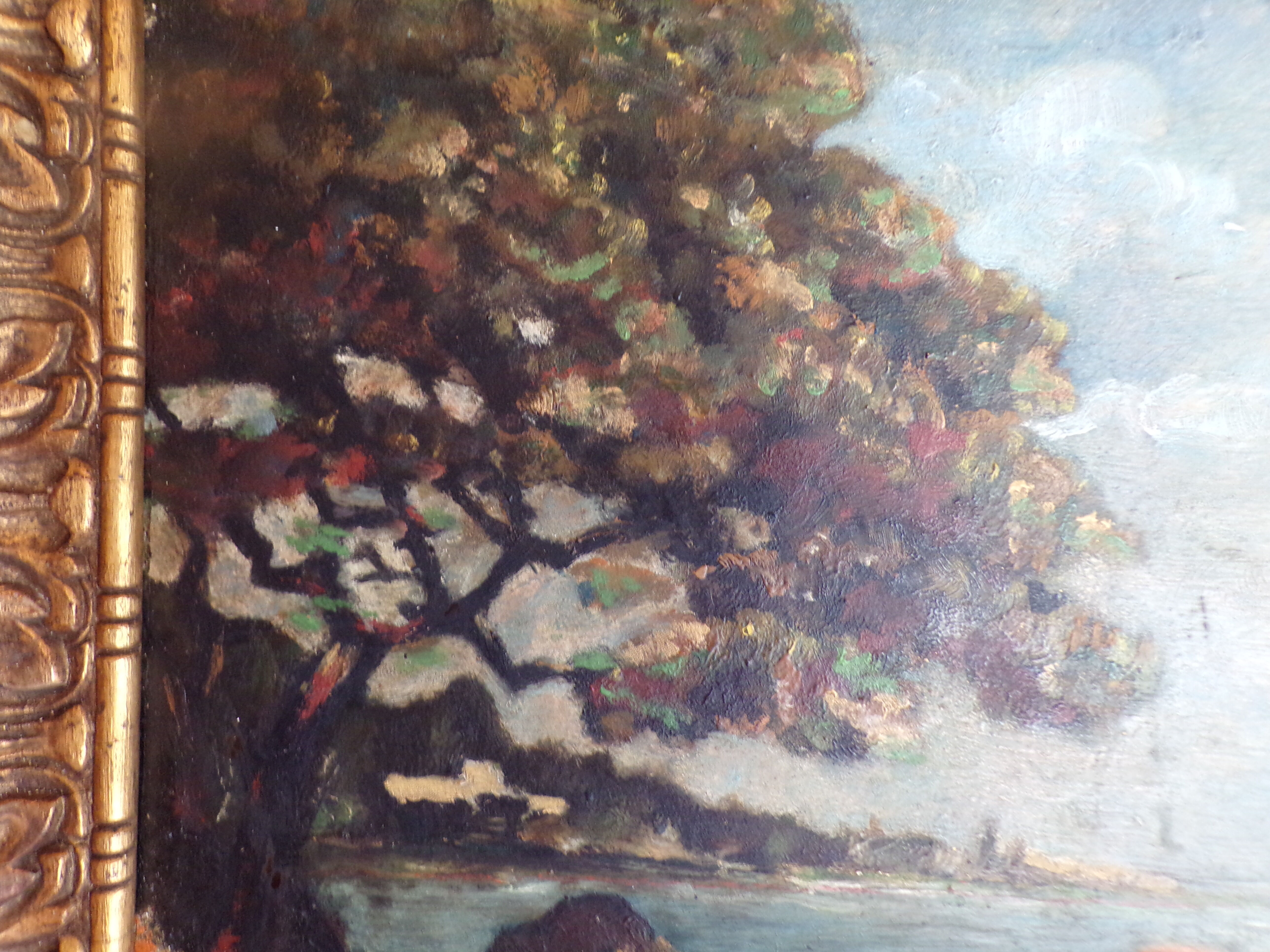 Signed seaside landscape painting dated 1929