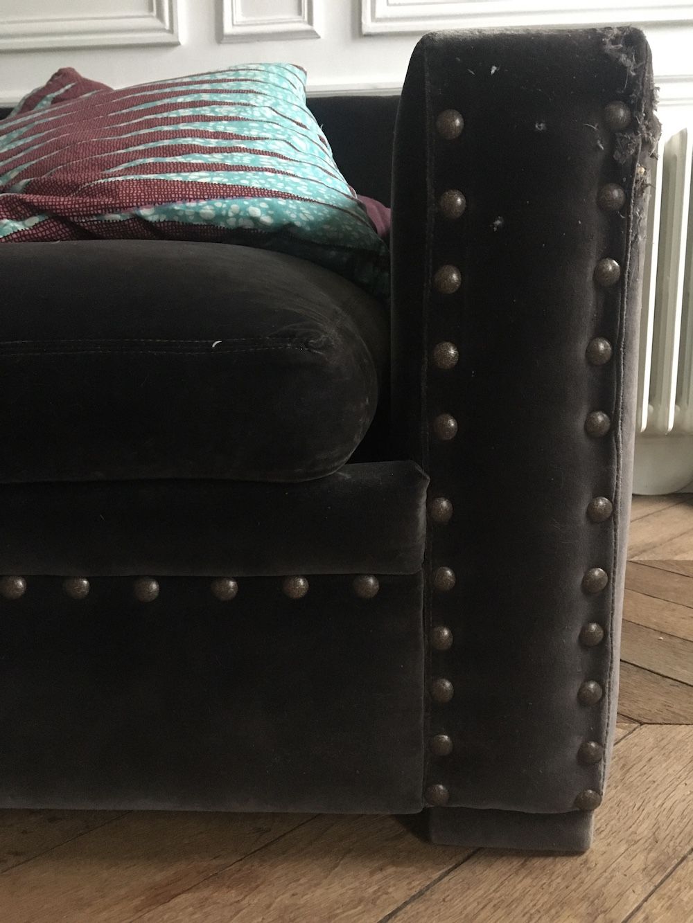 Victor Caravan sofa convertible into dark gray velvet