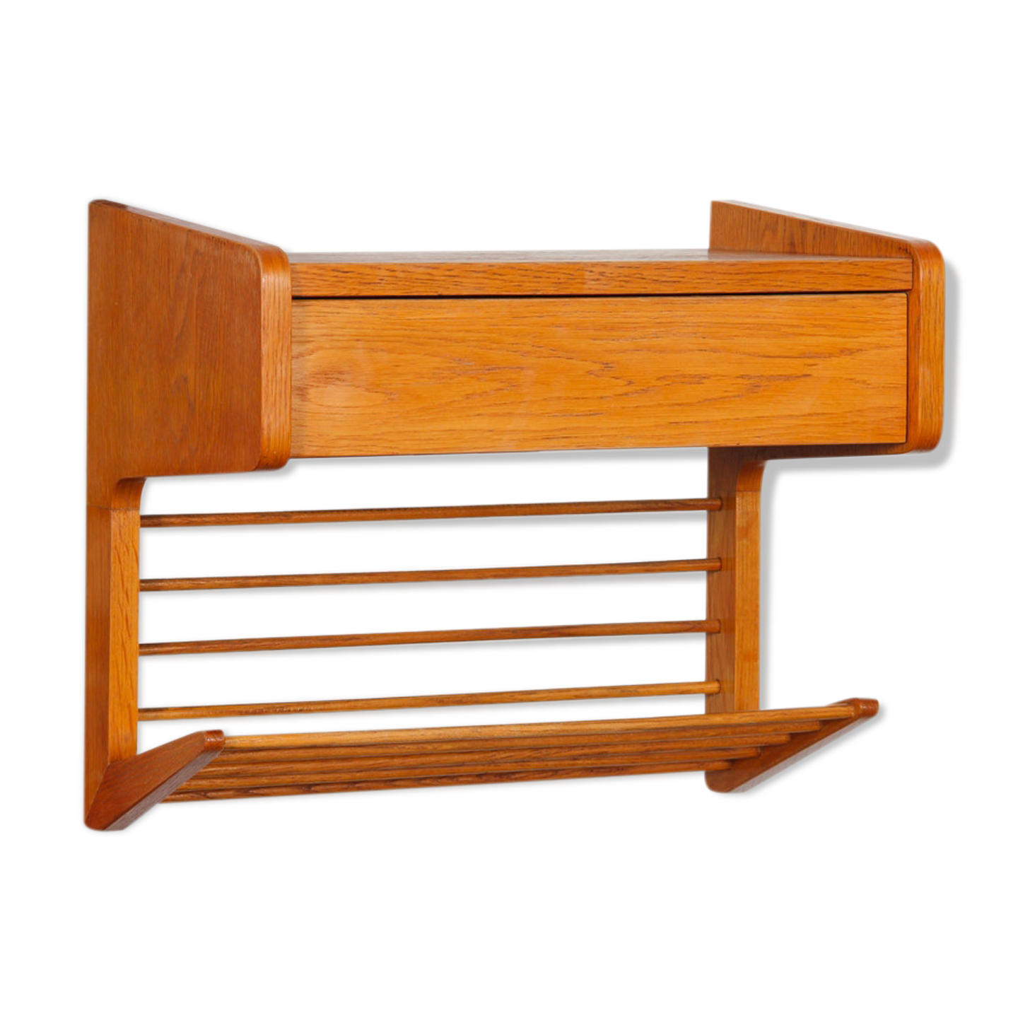 table murale vintage en chêne datant des années 1960