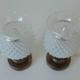 Pair of charming desk lamps vintage bedside lights wood table lighting 70's