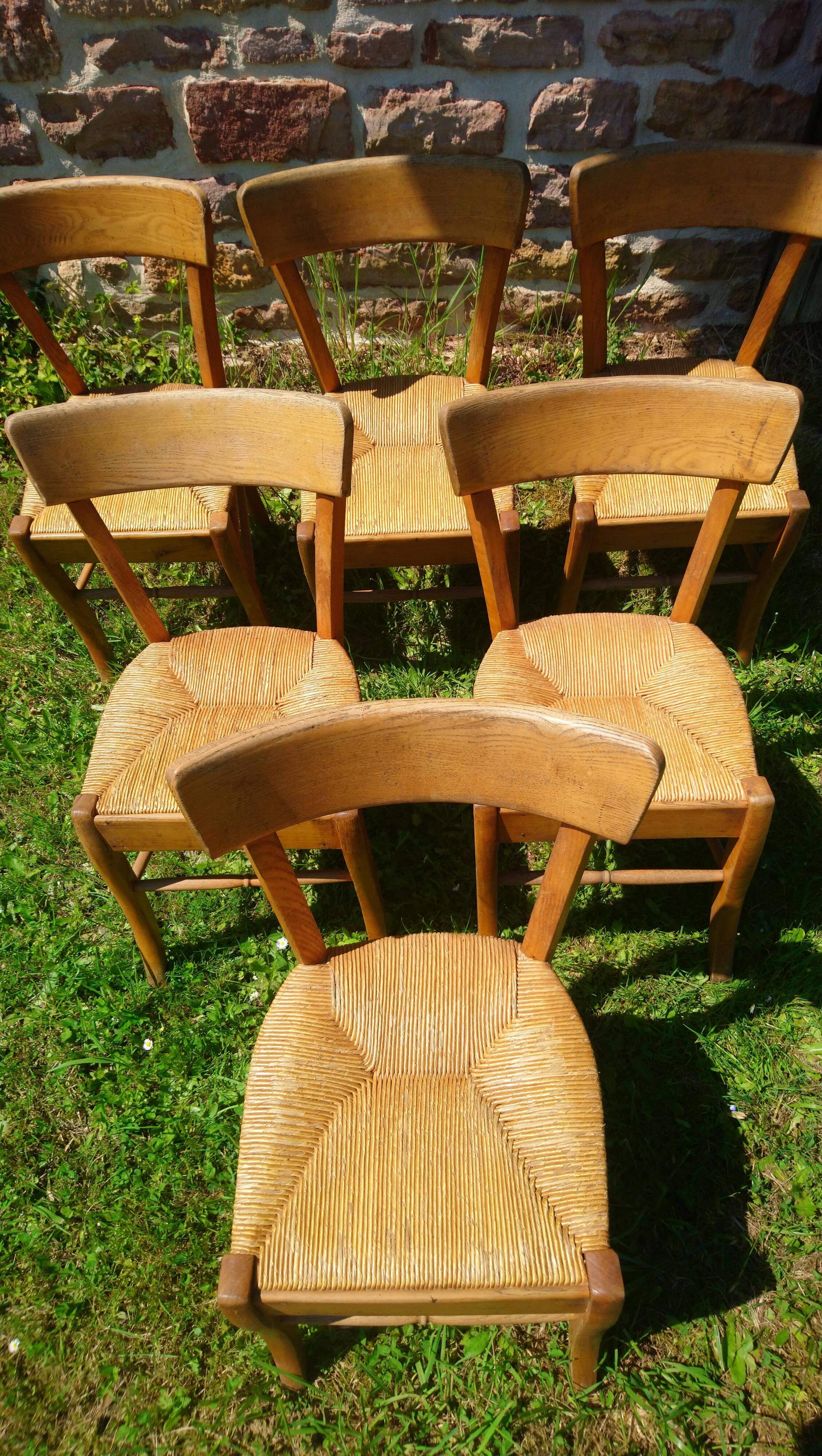 6 straw and beech bistro chairs