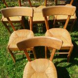 6 beech straw bistro chairs