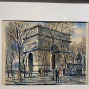 Old painting, watercolor of the signed triumphal arch, XX century