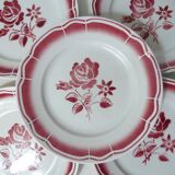 9 flat plates in FB Digoin pink earthenware
