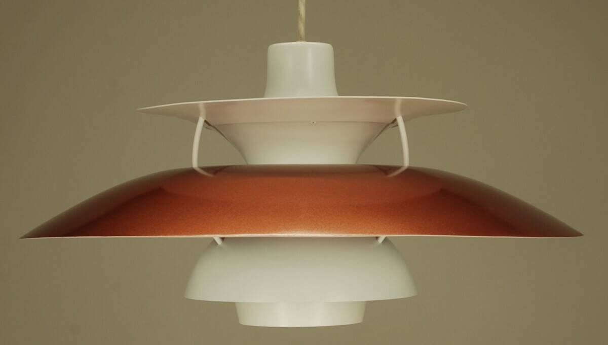 Suspension Louis Poulsen ph5 vintage | Poul Henningsen | restauration | blanc et cuivre